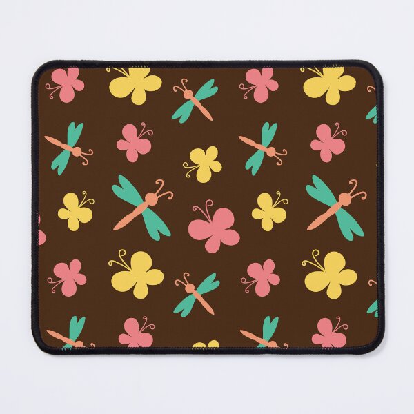 Item preview, colored stylized doodle butterflies and dragonflies on braun designed and sold by YuYuKoroleva.