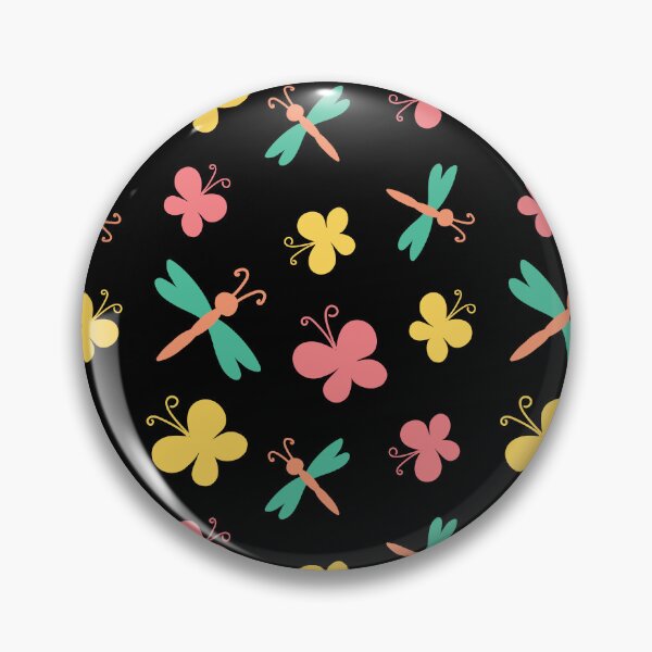 Item preview, colored stylized doodle butterflies and dragonflies on black designed and sold by YuYuKoroleva.