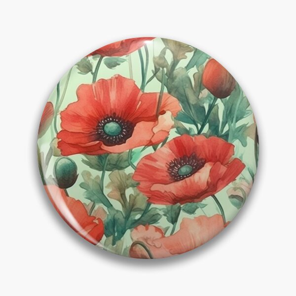 Item preview, Amapolas de amapola florecientes verdes designed and sold by patternsbymk.