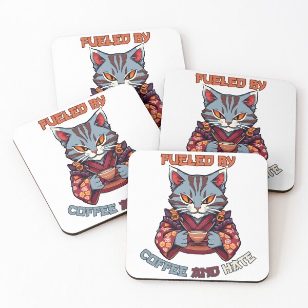 Item preview, Fueled by Coffee and Hate Anime Cat designed and sold by DarkwoodLab.