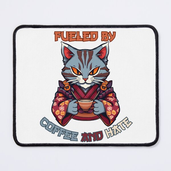 Item preview, Fueled by Coffee and Hate Anime Cat designed and sold by DarkwoodLab.