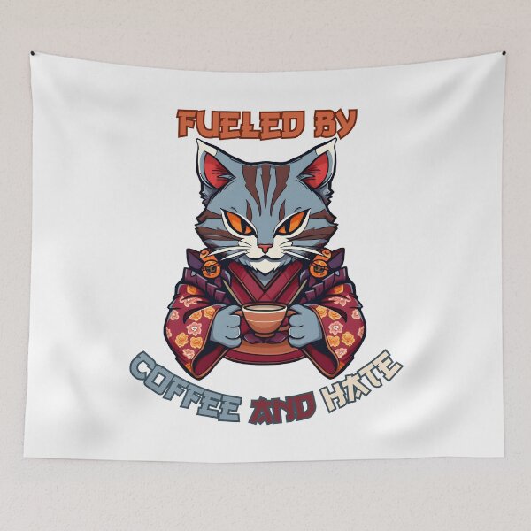 Item preview, Fueled by Coffee and Hate Anime Cat designed and sold by DarkwoodLab.
