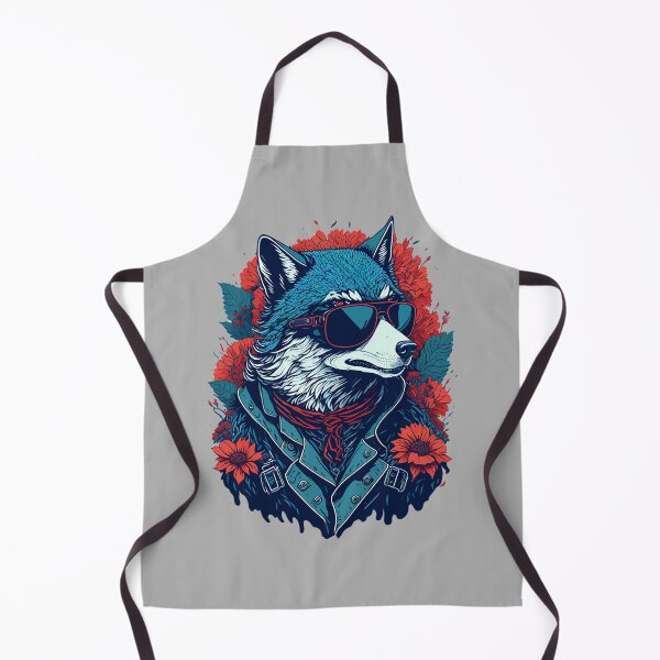 Item preview, Vintage Wolf in Leather with Sunglasses, Floral Drip Art Illustration designed and sold by Itaya Art.