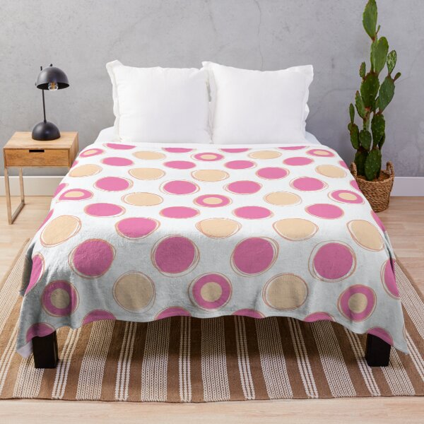 Item preview, Mid-century modern polka dot with large circles - white, light orange, pink designed and sold by Arubi-Art.