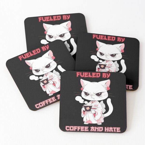 Item preview, Fueled by Coffee and Hate Anime Cat designed and sold by DarkwoodLab.
