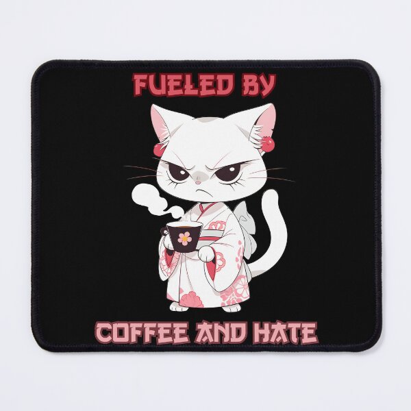 Item preview, Fueled by Coffee and Hate Anime Cat designed and sold by DarkwoodLab.