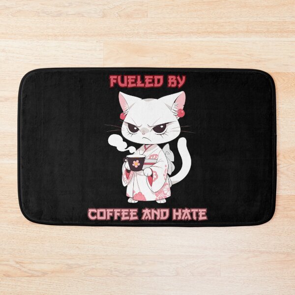 Item preview, Fueled by Coffee and Hate Anime Cat designed and sold by DarkwoodLab.
