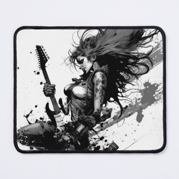 Item preview, ROCKER GIRL LEATHER SUIT SPLASH ELECTRIC GUITAR DESTROYER BLACK designed and sold by ogirdorgraphics.