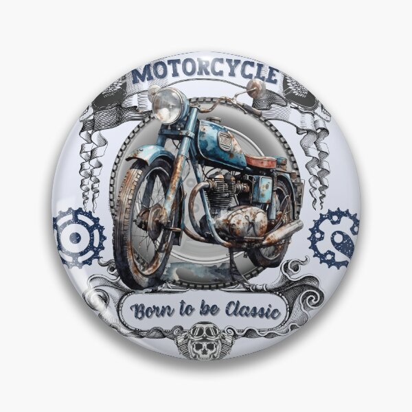 Item preview, motorcycle in blue vintage style designed and sold by PositiveIdeas.