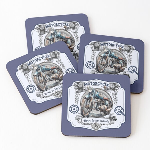 Item preview, motorcycle in blue vintage style designed and sold by PositiveIdeas.