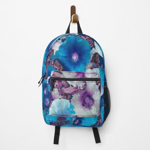 Item preview, ABSTRACTED BLUE HOLLYHOCK FLOWERS GARDEN ART designed and sold by sharlesart.