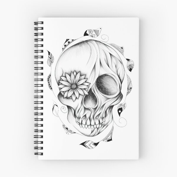 Item preview, Poetic Wooden Skull B&W designed and sold by LouJah-.