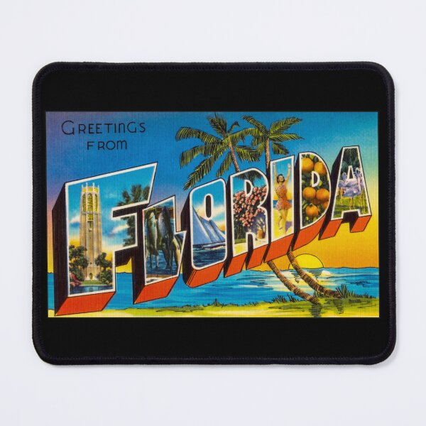 Item preview, Greetings from Florida. This digitally restored 1930's era vintage postcard is perfect gift for the Florida FL lover and features many historic landmarks designed and sold by BBTravels.