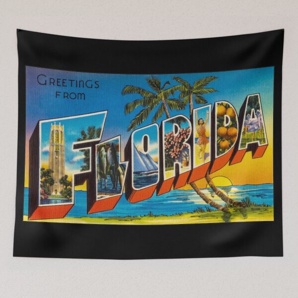 Item preview, Greetings from Florida. This digitally restored 1930's era vintage postcard is perfect gift for the Florida FL lover and features many historic landmarks designed and sold by BBTravels.