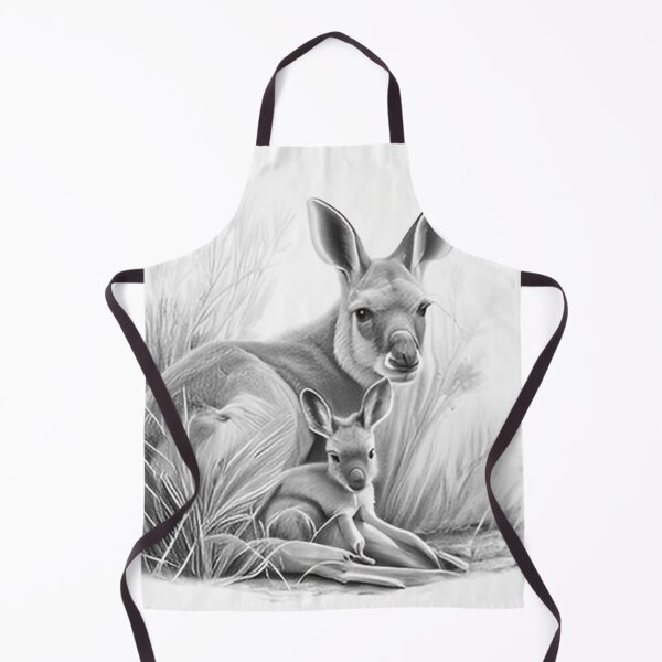 Item preview, Pencil drawn Kangaroo Detailed Black and White Artwork designed and sold by Pencil-Art.