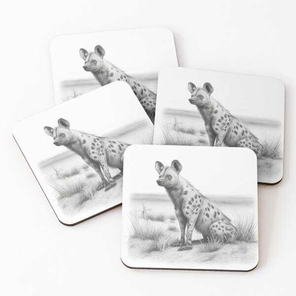 Item preview, Pencil drawn Hyena Detailed Black and White Artwork designed and sold by Pencil-Art.