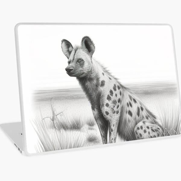 Item preview, Pencil drawn Hyena Detailed Black and White Artwork designed and sold by Pencil-Art.