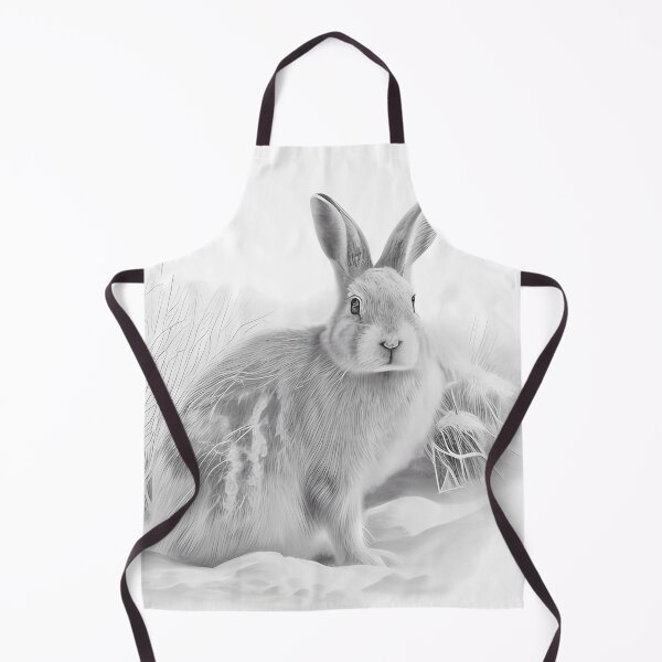Item preview, Pencil drawn Snow Rabbit Detailed Black and White Artwork designed and sold by Pencil-Art.