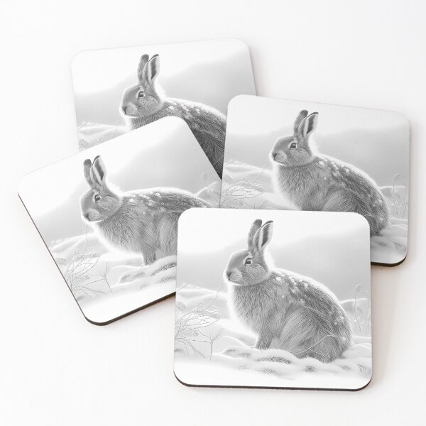 Item preview, Pencil drawn Snow Rabbit Detailed Black and White Artwork designed and sold by Pencil-Art.