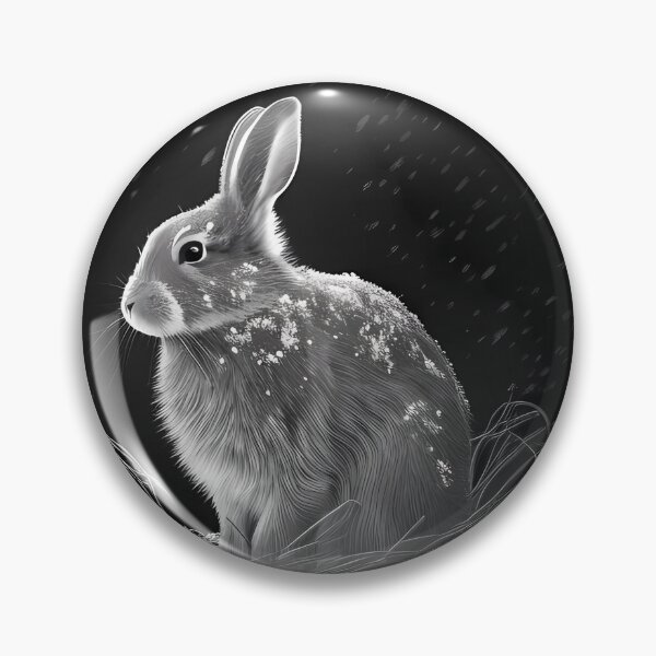 Artikelvorschau, Bleistiftgezeichnetes Schneekaninchen Detailliertes Schwarz-Weiß-Kunstwerk entworfen und verkauft von Pencil-Art.