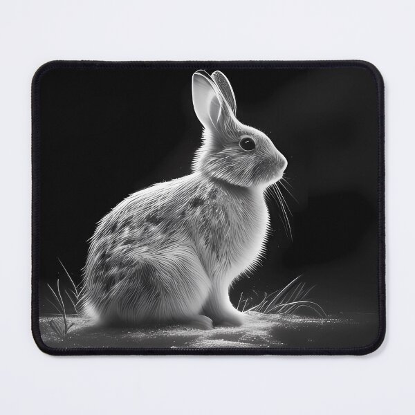 Item preview, Pencil drawn Snow Rabbit Detailed Black and White Artwork designed and sold by Pencil-Art.