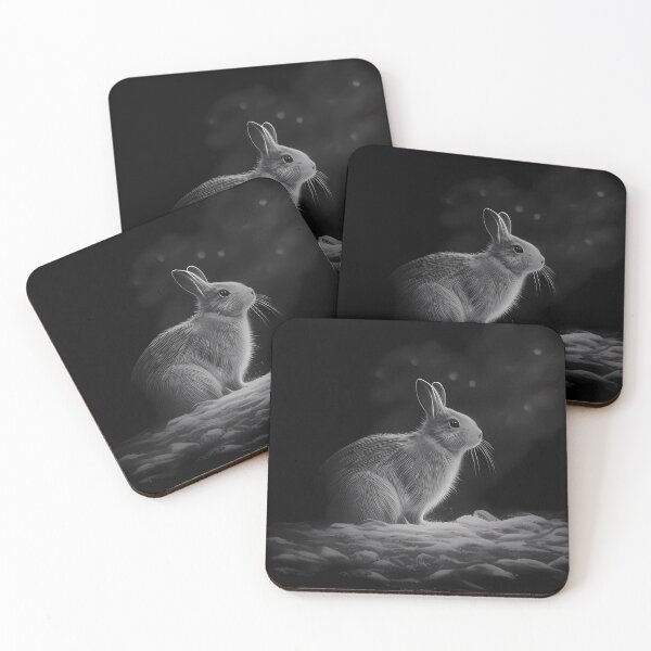 Item preview, Pencil drawn Snow Rabbit Detailed Black and White Artwork designed and sold by Pencil-Art.