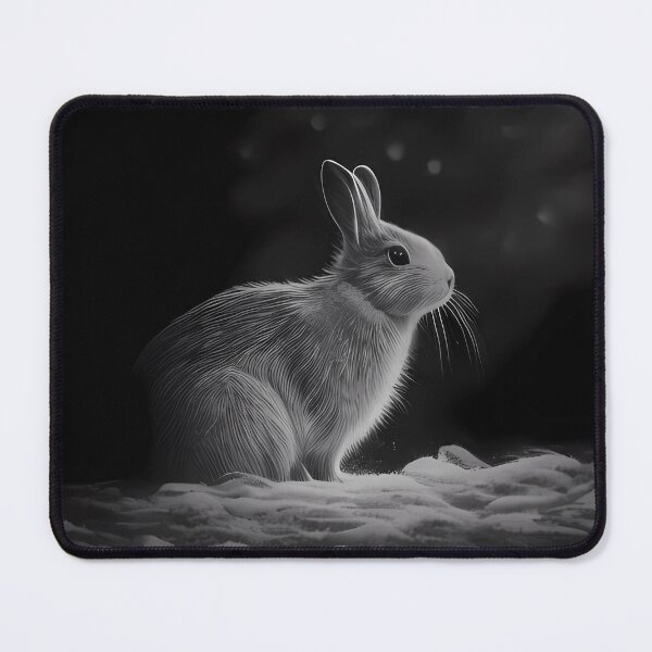 Item preview, Pencil drawn Snow Rabbit Detailed Black and White Artwork designed and sold by Pencil-Art.