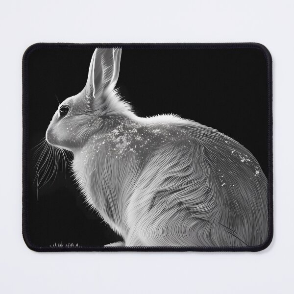 Item preview, Pencil drawn Snow Rabbit Detailed Black and White Artwork designed and sold by Pencil-Art.