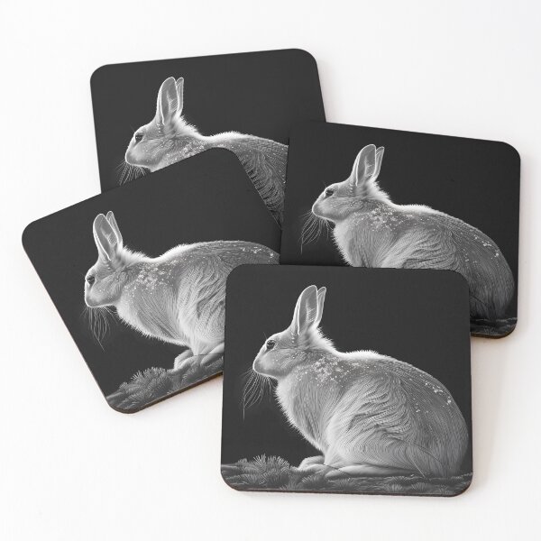 Item preview, Pencil drawn Snow Rabbit Detailed Black and White Artwork designed and sold by Pencil-Art.