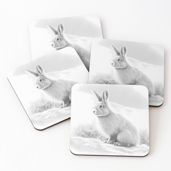 Item preview, Pencil drawn Snow Rabbit Detailed Black and White Artwork designed and sold by Pencil-Art.