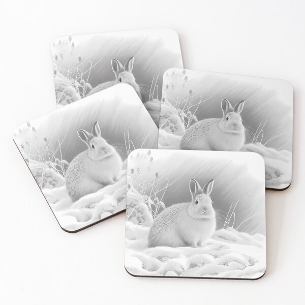 Item preview, Pencil drawn Snow Rabbit Detailed Black and White Artwork designed and sold by Pencil-Art.