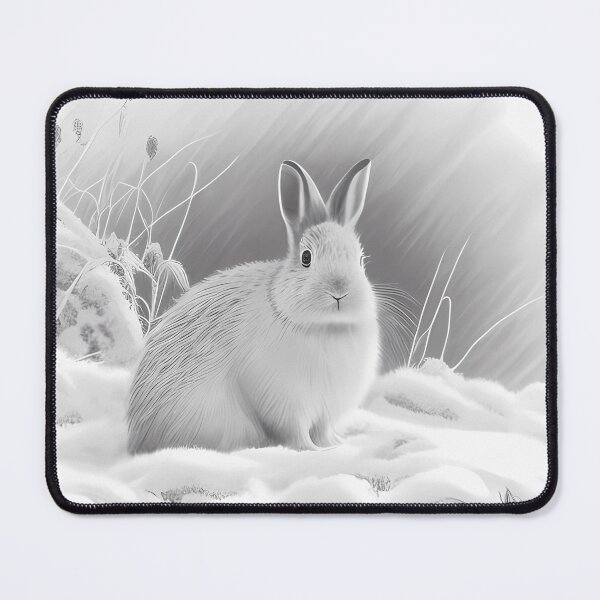 Item preview, Pencil drawn Snow Rabbit Detailed Black and White Artwork designed and sold by Pencil-Art.