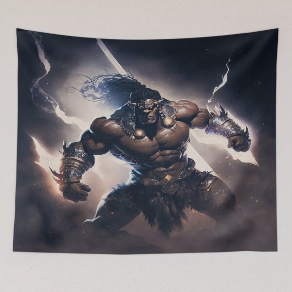 Item preview, Black African Barbarian Warrior Fearless Ancestor Abstract Art designed and sold by MasterArtsman.