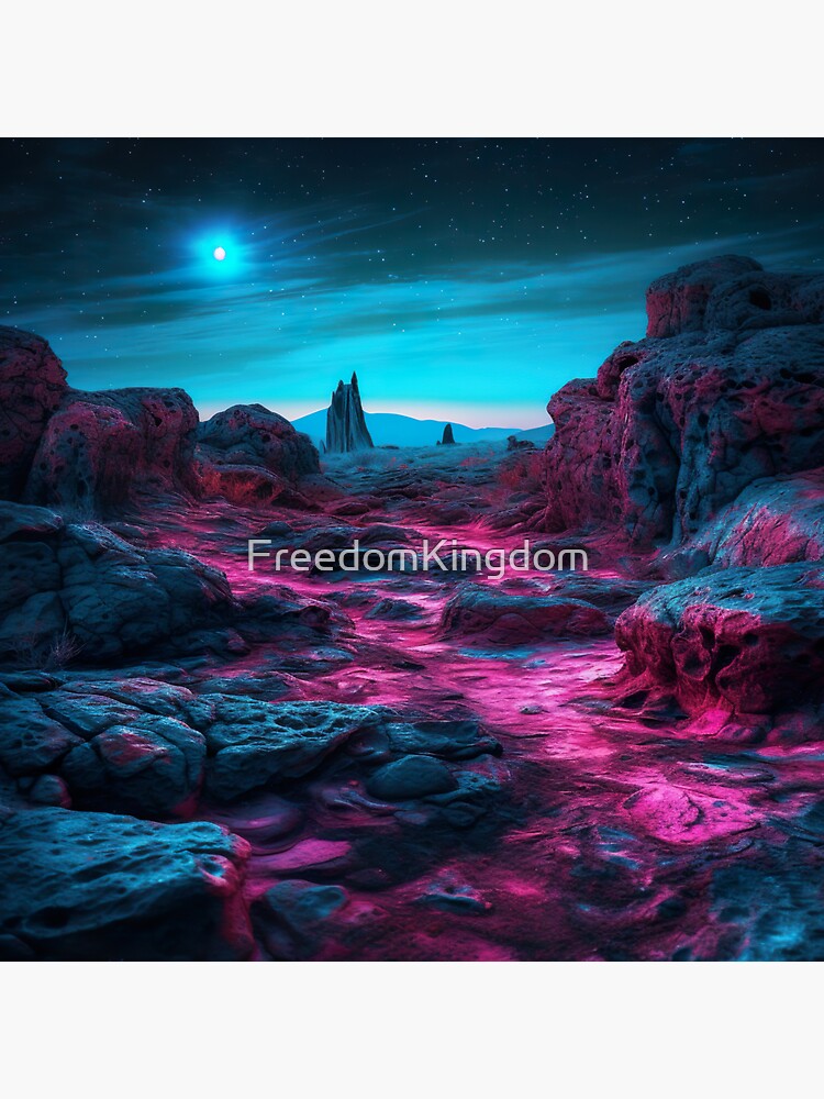 Pink and blue alien planet - stunning photorealistic space design -  beautiful cosmos digital art Sticker for Sale by FreedomKingdom