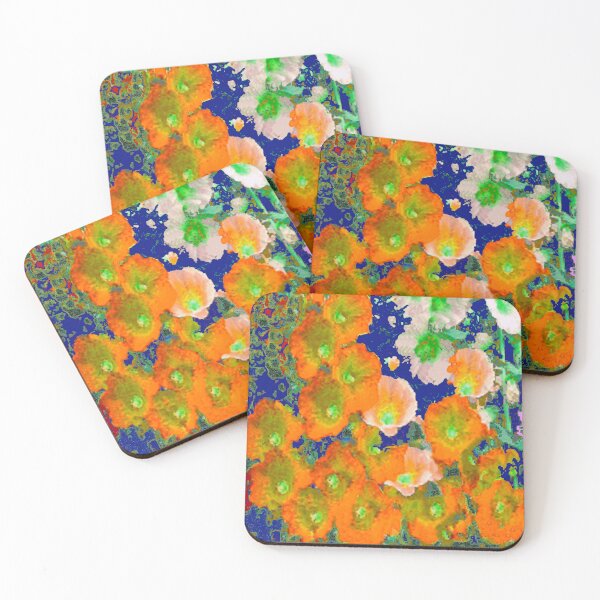 Item preview,  ORANGE COLORED HOLLYHOCK FLOWERS GARDEN ART designed and sold by sharlesart.