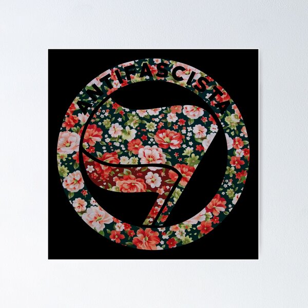 Vista previa del artículo con la obra «Antifa Floral», diseñado y vendido por Apocalyptopia.