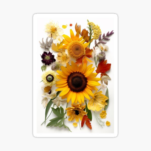 Natures Treasures Preserved: A Collection of Pressed Blooms - Pressed Dried  flowers on white background Sticker for Sale by EmeraldeaArt