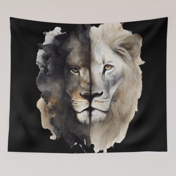 Item preview, Black and white lion designed and sold by Yaksza.