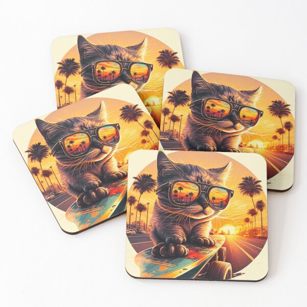 Item preview, Cat skateboarding designed and sold by Yaksza.