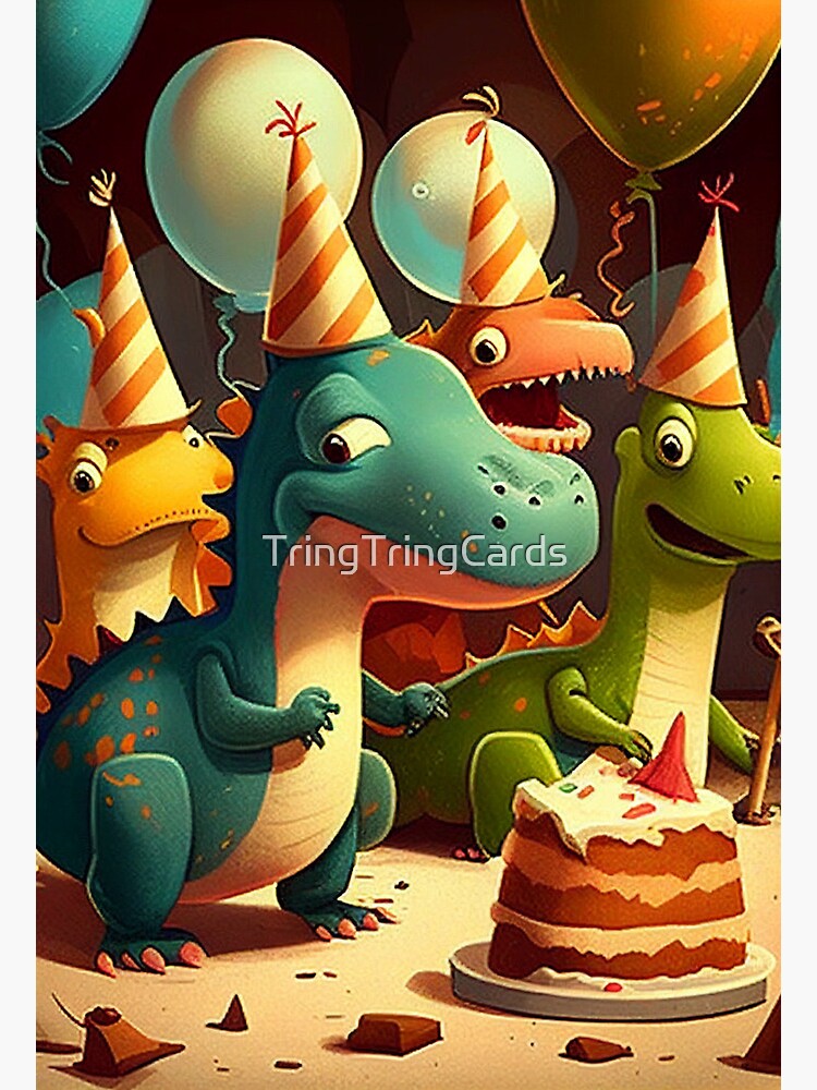 Fête D'anniversaire De Dinosaure Mignon Avec Illustration De