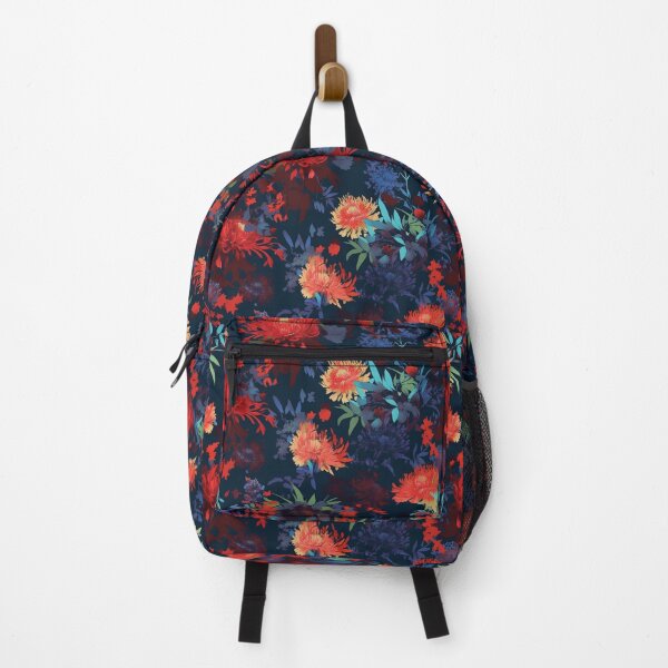 Item preview, Winter blooms: dark floral with reds and orange designed and sold by Relephants.