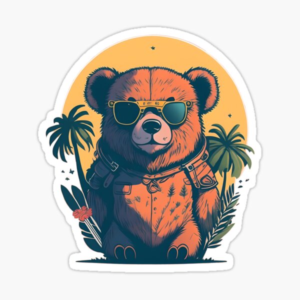 Grizzly Bear with Sunglasses Sticker for Sale by Digital Art