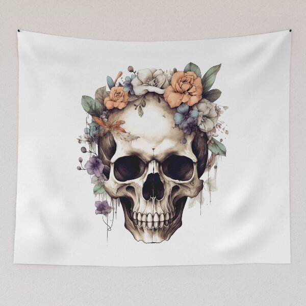 Item preview, Skull with flowers #1 designed and sold by larabu.