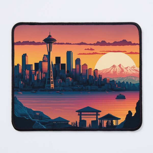 Item preview, Lo-fi Seattle Washington US Skyline Sunset Horizon designed and sold by ImaginePrintsHQ.