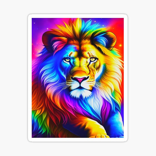 Aperçu de l'œuvre Fantasy Abstract Lion Art Neon Multicolore Psychédélique! créée et vendue par BIGBAZarInGSto3.