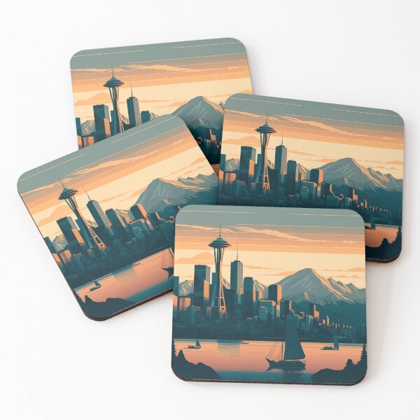 Item preview, Lo-fi Seattle Washington US Skyline Sunrise Horizon designed and sold by ImaginePrintsHQ.