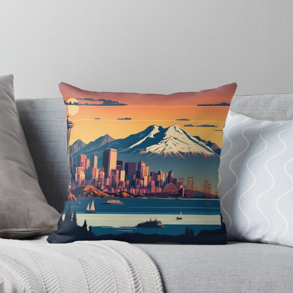 Item preview, Seattle Washington US Skyline Sunrise Horizon with Mountains designed and sold by ImaginePrintsHQ.