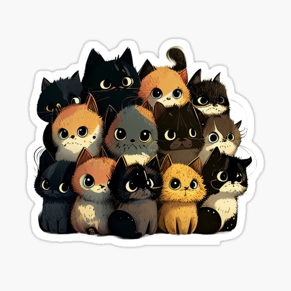 Cute Kawaii Cat Pile Stackable Cats Sticker