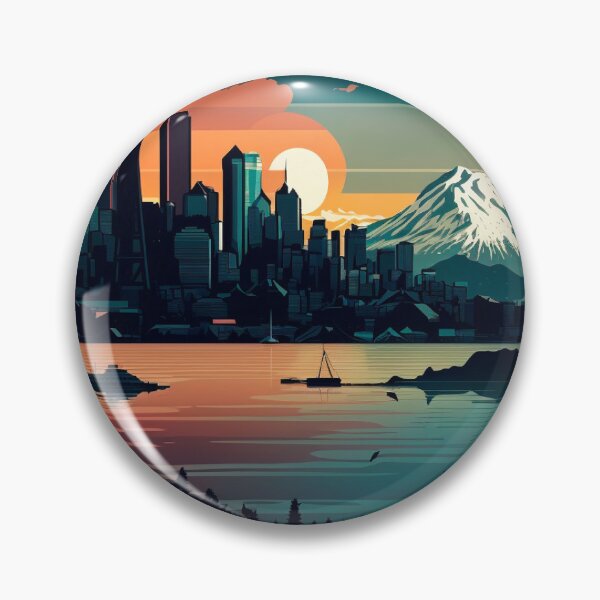 Item preview, Artsy Seattle Washington US Skyline Sunrise Horizon designed and sold by ImaginePrintsHQ.