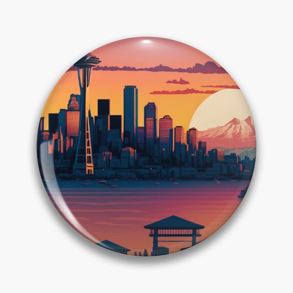 Item preview, Lo-fi Seattle Washington US Skyline Sunset Horizon designed and sold by ImaginePrintsHQ.